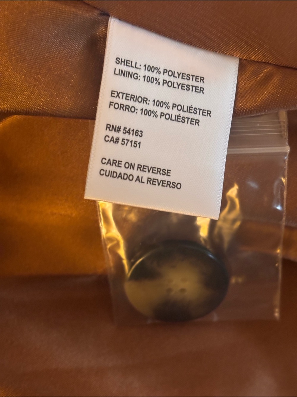 DKNY Women's Camel Brown Wool-Blend Double-Breasted Dress Coat Size XL NWOT - Picture 4 of 4